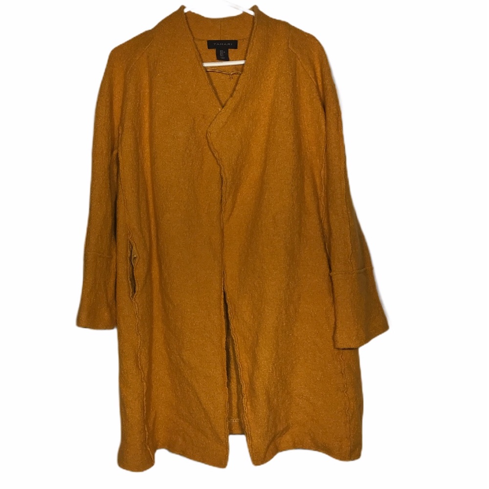 Tahari Mustard Yellow Wool Cardigan- Size Large